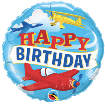 red airplane Happy Birthday balloon